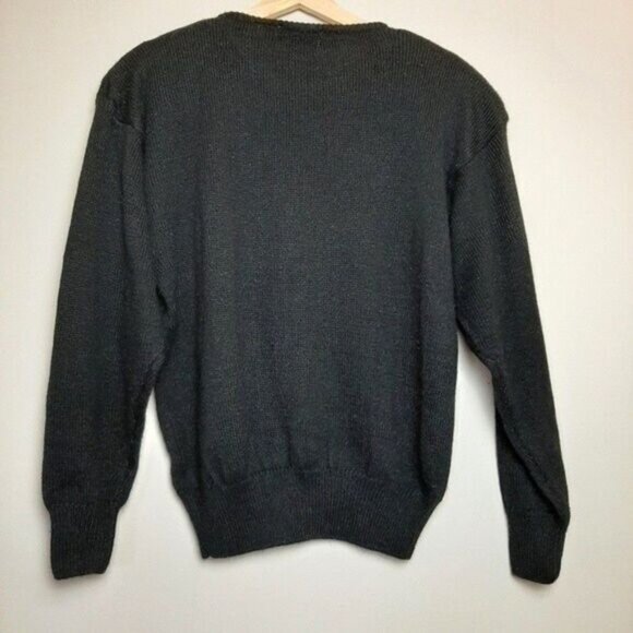 VINTAGE New w Tags Fuzzy Sweater Black Floral Embellished Sz L - Picture 7 of 8